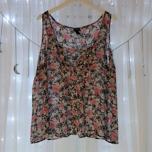 Torrid Rose and Skull Sheer Buttons Down Tank